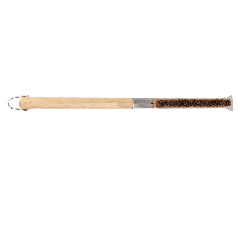 Pizza Oven Brush with Scraper Detachable Wooden Handle Coconut Fiber