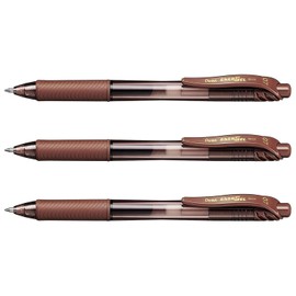 PENTEL EnerGel-X BL107 Gel Ink Rollerball Pens Pack of 3 Brown