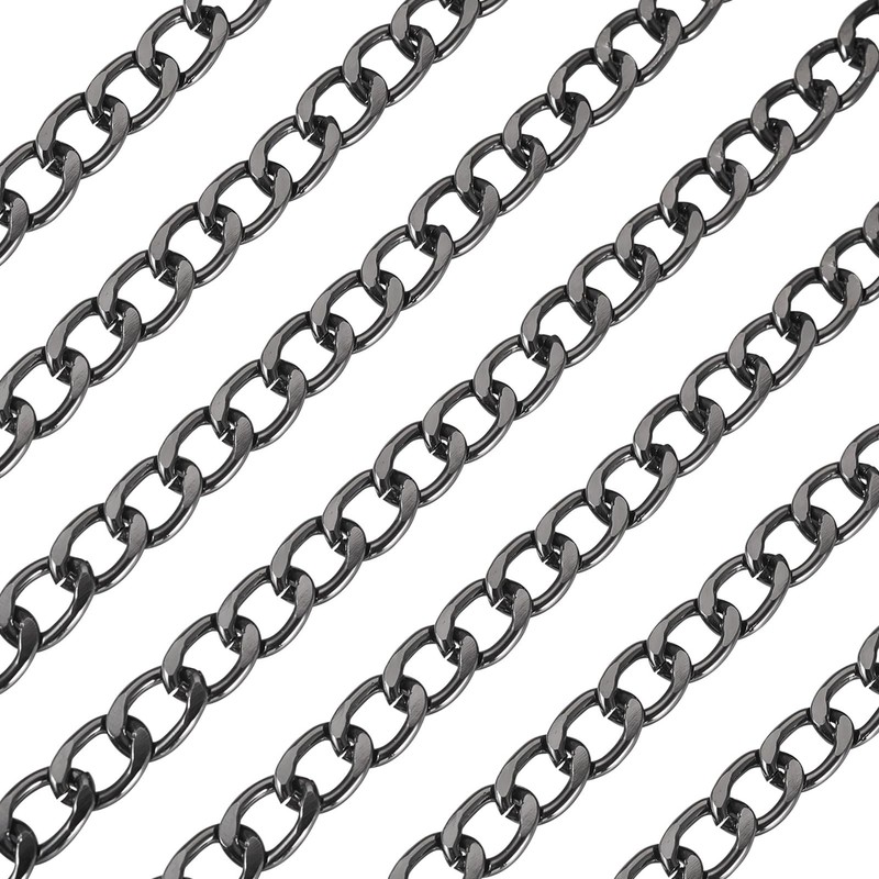 Crafans 5 Meters Aluminium Curb Chains Black Twisted Extender Chains