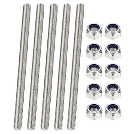 PATIKIL 5 Pcs Fully Threaded Rod, M6 x 160mm 304 Stainless Steel Right Hand Long Thread Bar Studs with Nuts for Pipes Clamps Hangers U-Bolts