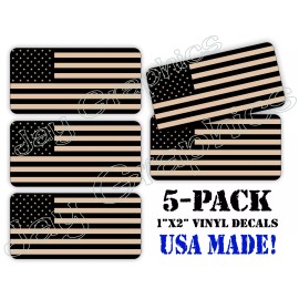 Unbranded 5 Mini 1x2 American Flag Vinyl Stickers Decals | Hard Hat Helmet USA Desert Tan