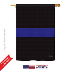 Breeze Decor - Blue Stripe Americana - Everyday Military Impressions Decorative Vertical House Flag 28" x 40" Printed In USA