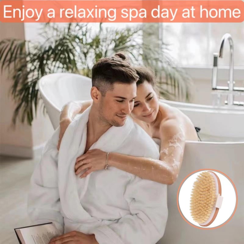 2 Pcs Dry Brushing Body Brush,Natural Bristle Exfoliating Body Scrubbers