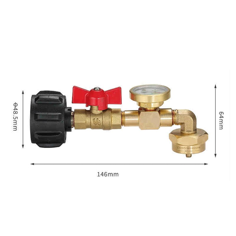 Propane Refill Adapter with Valve and Gauge, Fill 1 Lb