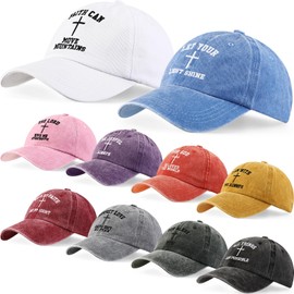 Zoooyawn 10 Pcs Christian Hats for Men Women Jesus Cross Hats Religious Church Gifts Adjustable Embroidered Baseball Caps