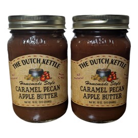 The Dutch Kettle Amish Homemade Caramel Pecan Apple Butter - 2 Pack (18 oz Jars) - Rich, Gourmet Flavor, Non-GMO, No Preservatives