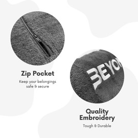 Beyond Premium Gym Towel - 100% Cotton, High Absorbent, 40x80cm Hand Towel, For Crossfit, Weightlifting, Gym, Zip Pocket - Black