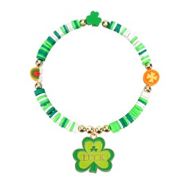 Ardorchid St. Patrick's Day Bracelets Irish Shamrock Bracelets for Women Lucky Green Leaf Beaded Stretchy Charm Bracelet St.Patricks Irish Festive Costume Bracelet