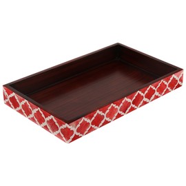 Handicrafts Home Decorative Guest Hand Towel Storage Tray Dispenser, Sturdy Holder for Disposable Paper Napkins - Bathroom Vanity Countertop Organization - 10x6 Inches, Red-White