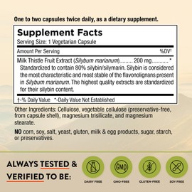 Mt. Angel Vitamins' Milk Thistle | Vegetarian Liver Support Supplement | Optimal Liver Health & Detox | Non-GMO & Gluten-Free - 60 Capsules