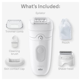 Braun Silk-epil 5 Epilator, Hair Removal Device, Women Shaver & Trimmer, Wet & Dry, Includes Shaver Head & Trimmer Comb, SE5-041, Grey
