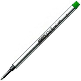 Lamy M63 large-capacity metal rollerball refills - Original replacement refills for all rollerball pens with cap - Document-proof - Medium line width in green ink