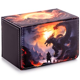 ULTRGEE Card Deck Box compatible with MTG Card - Holds 220+ Single Sleeved Cards, Trading Card Storage Box fits TCG/PTCG/YGO Cards, Sport Cards Deck Case with 2 Dividers - Dusk Dragonfire