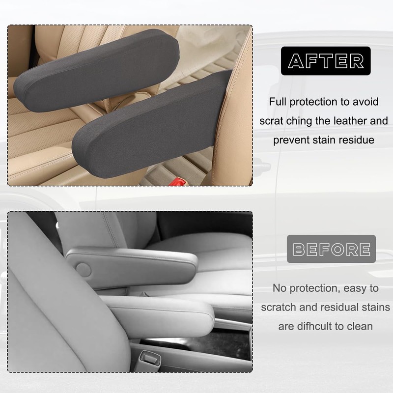 Sylvil 2 PCS Car Front Seat Armrest Covers, Elastic Fabric
