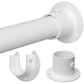 Closet Rods for Hanging Clothes,17 to 64 Inches 1.3 Inch Diameter Heavy Duty Metal Closet Rod Closet Bar for Wardrobes,Closet-White