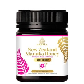 TURNER Certified Raw New Zealand Manuka Honey with UAF1000+ (8.8oz/250g) 1000x More Power, Greatest Gift to Support Everyday Wellness, Natural Probiotic, Prebiotic, Antioxidant Superfood, 1 Jar