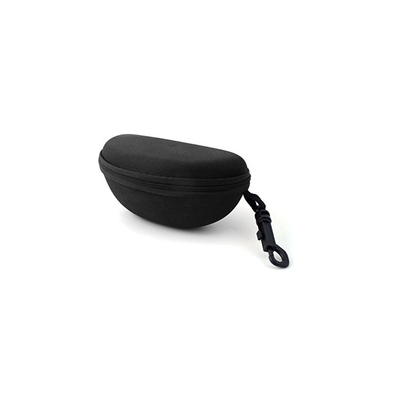 Calabria BJ143H Black Large Semi-Hard Fabric Zipper Shell Glasses Case