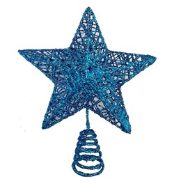 Metal Glittered Christmas Tree Topper Star Treetop Decoration for Christmas Home Decor(Blue)