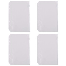 [Donaly] A5 A6 Clear File Binder Holder, Mini, 6 Holes, Bromide Case, System, Notebook, Refill, Glitter Included, Korean Decoration, Zipper Included (A5 Refill, Set of 4, Zippered Holder)