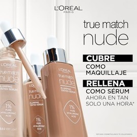 LOreal Paris True Match Srum Rellenador con Color, Base Maquillaje con cido Hialurnico, Tono 2-3 Light, 30ml                                          