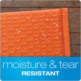 Quality Park Bubble Mailers, 8.25 x 11 Shipping Envelopes, Water Resistant Orange Poly Padded Envelopes, Redi-Strip Peel Off Closure, 25/Box