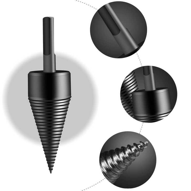 Wood Splitter Screw Cone, Split Wood Cone, Drill Cone, Wood