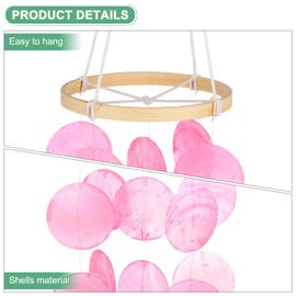 M METERXITY Shell Wind Chime for Outside, Seashell Wind Chime Sea Glass Shell Wind Chime for Outside/Patio/Garden/Porch Decor, Handcrafted Wind Chime [Pink]