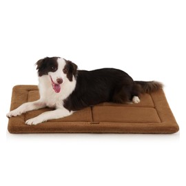 Made4Pets Dog Crate Pad Bed for Medium Large Dogs, Washable & Reversible, Anti-Slip Kennel Mat for Cozy Sleeping, Soft Fluffy Dog Bed for Indoor & Outdoor Use, 35"x23", Brown