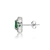 Sterling Silver Simulated Emerald Round Oxidized Rope Stud Earrings