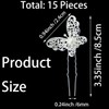 15 Pieces Butterfly Hair Pin Butterfly Hair Clips alloy Rhinestone