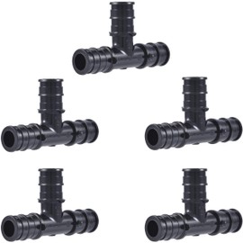 SharkBite 1/2 Inch Poly Expansion Tee for PEX-A Pipe, Pack of 5, Plastic Plumbing Fittings, Tee Coupling for PEX-A Tubing, UA362A5