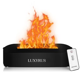 Luxyrus Electric Fireplace Flame Diffuser & Humidifier: 7 Flame Colors, Remote Control Timer, 250ml Aromatherapy Oil Diffuser Auto-Off,Super Quiet Oil Diffuser with Flame Effect for Home, Office & Gym