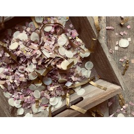 InsideMyNest Dusty Rose, Ivory & Gold Biodegradable Confetti Mix Handmade EcoFriendly Throwing Send Off 75g/2.5oz/1 Litre