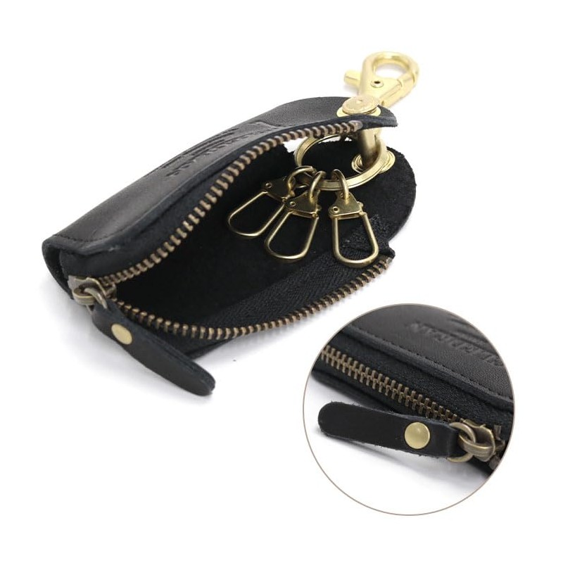 Credran CR-CL3324 Women's Key Case, Genuine Leather, Black