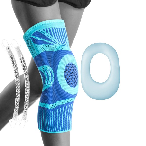 TOMUST Knee Support with Side Stabilizers & Patella Gel Pad - Targeted Compression Support for Running, Weightlifting, Sports - Knee Brace Relief for Stabilization, Weak, Swollen