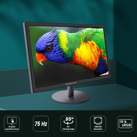 SKitphrati18.5 Inch Touchscreen Monitor 1366x768, VESA Wall Mountable, 10-Points Computer Touch Screen PC Display with Type-B HDMI VGA Port, 75Hz Desktop Touch Display, Black