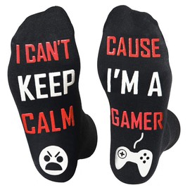 Calcetines de regalo de Navidad con texto en inglés «Do Not Disturb I'm Gamer», Rojo, Large