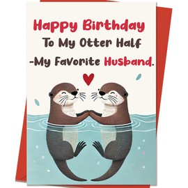 Mcduldul Husband Birthday Card | Happy Otter Birthday Gifts for Husband Men Him