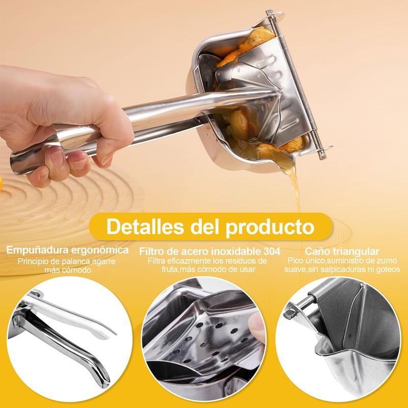 Exprimidor Manual de Frutas, Exprimidor Manual de Acero Inoxidable, Exprimidor