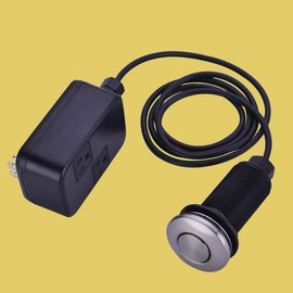 SINKINGDOM SinkTop Air Switch Kit with Brushed Nickel Long Button(Brass Cover) for Garbage Disposal