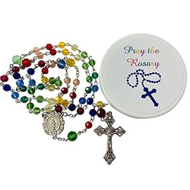 Westmon Works Pray the Rosary Colorful Glass Bead Catholic Youth Teen Set with Case