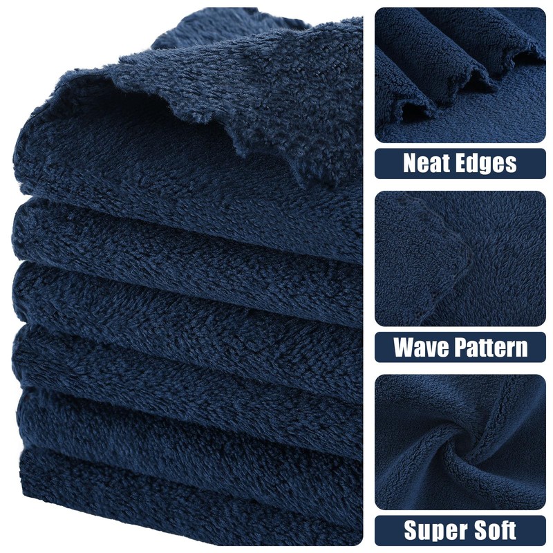 24 Pack Kitchen Cloths Dish Towels (7" x 9", Navy