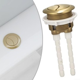 QiANGRENSD Flush Button Brushed Brass Universally Toilet Dual Flush Button Fit 38mm Cistern Hole, Powerful and Hygienic Flush
