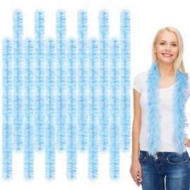 Xtinmee 12 Pcs Feather Boas Artificial Fluffy Boas for Party Bulk Color Feather Scarf for Women Christmas Tea Party (Baby Blue,5ft)