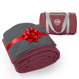 STOVER Large Waterproof Outdoor Stadium Blanket– Extra Thick Soft Fleece Camping Blanket for Travel, Picnics, Sports, Dogs– 79"x55", Warm, Windproof, Sand-Proof, Lightweight, Packable (Summit Red)