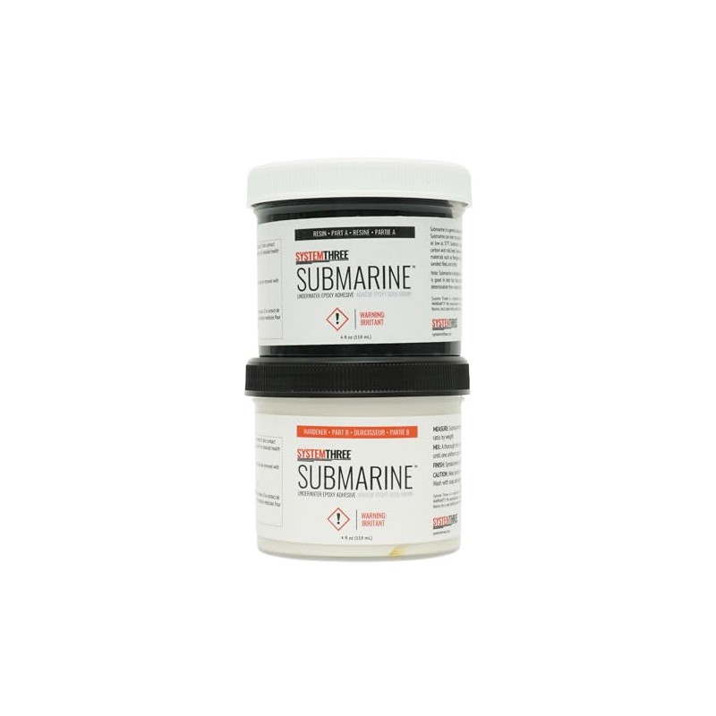 System Three Submarine Underwater Epoxy Paste Adhesive, 8oz Kit