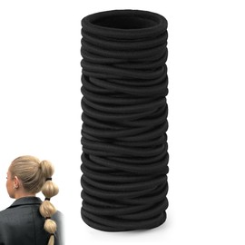 50 Count Hair Ties 6MM Black Rubber Bands for Hair Pain-Free for Ponytails Seamless Thick Elastic Hair Ties No Damage
