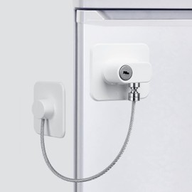 AiQInu Fridge Lock, No Drilling, Window Lock Children with 4 Keys, Window Fuses Children, for Fridges, Washing Machines, Cupboards, Windows (2 Pieces)