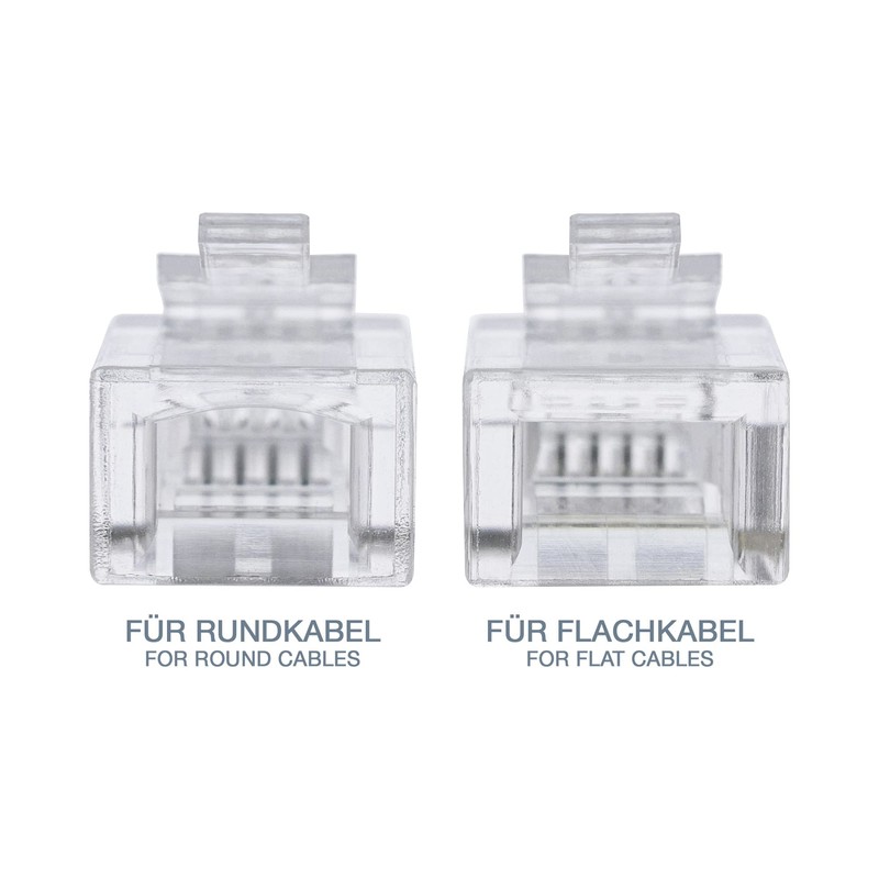 Modular plug, InLine®, 6P4C / RJ11, for flat cable, 100pcs