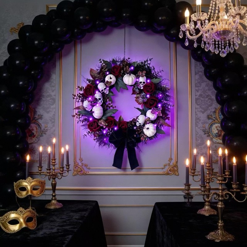 HipTree 20 Inch Gothic Halloween Wreath for Front Door with